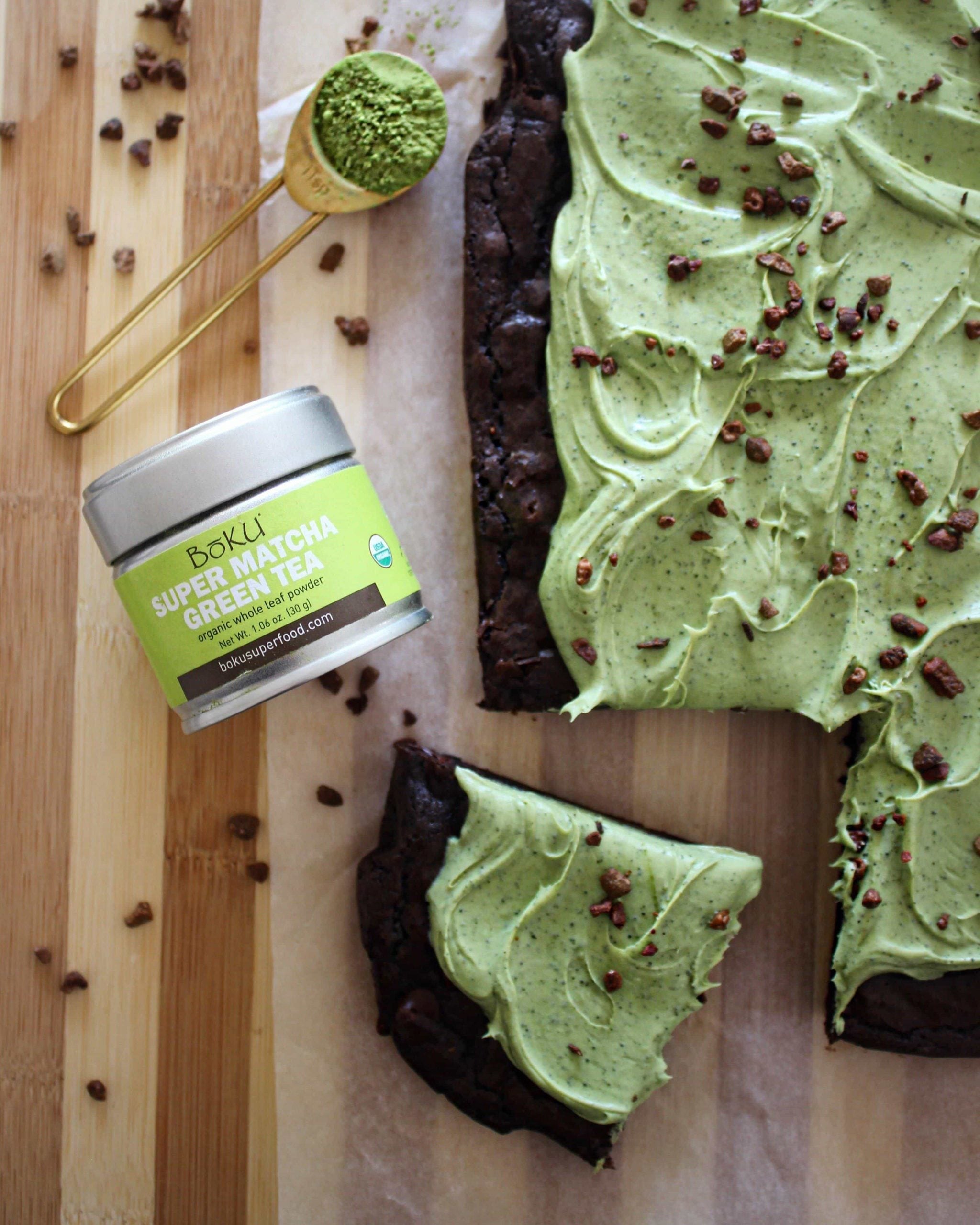 Cacao Protein Brownies with Matcha Frosting – BoKU® Superfood