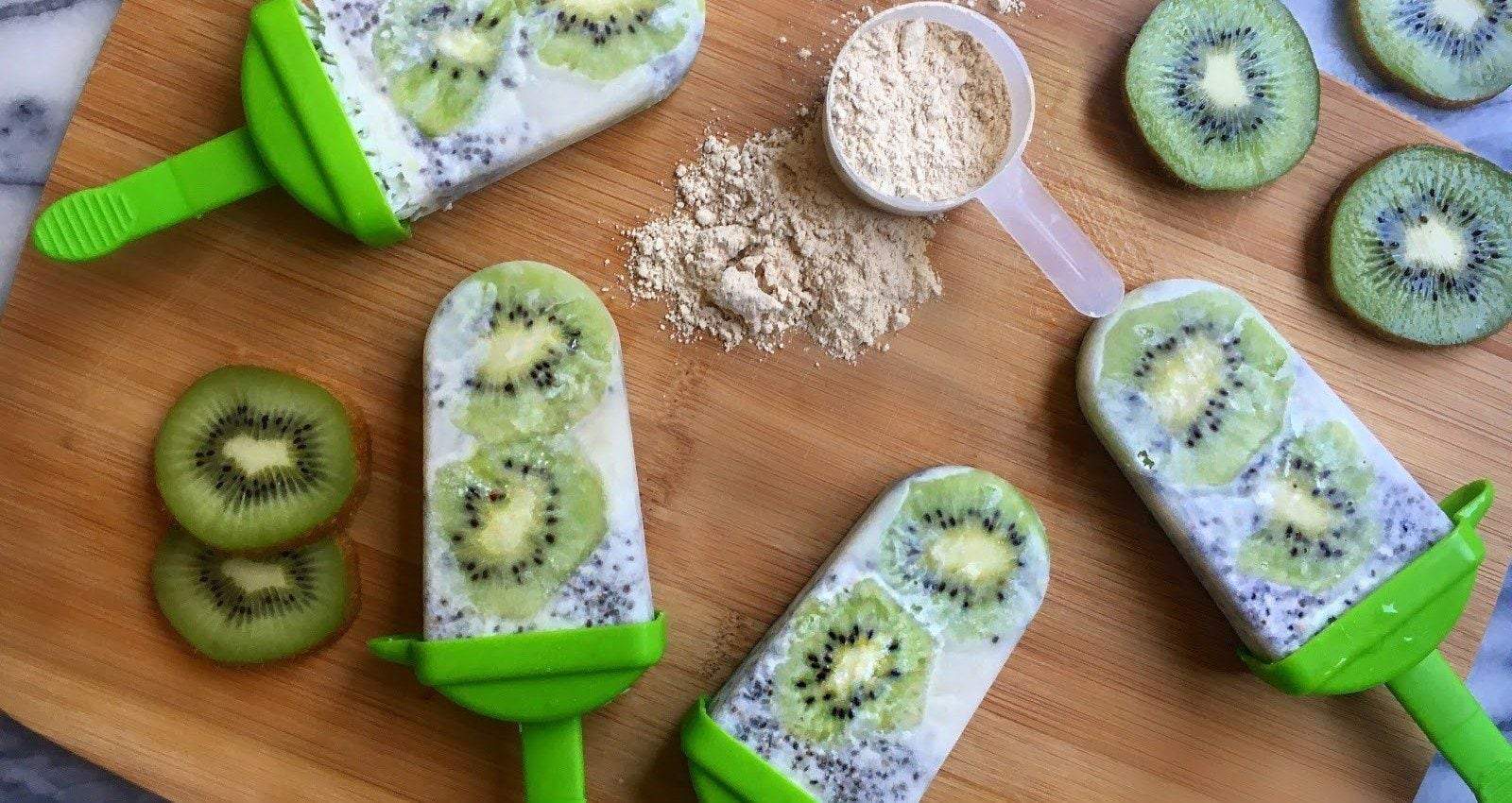 Kiwi Coconut Protein Popsicles