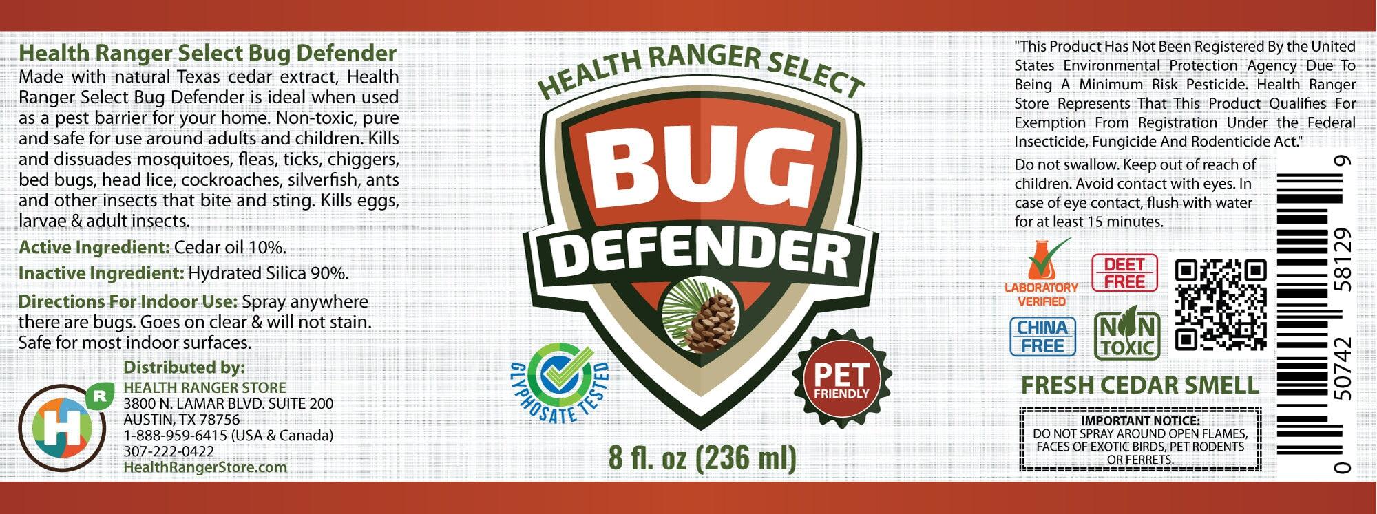DEET-Free Bug Defender 8oz (236ml) Personal Care Brighteon Store 