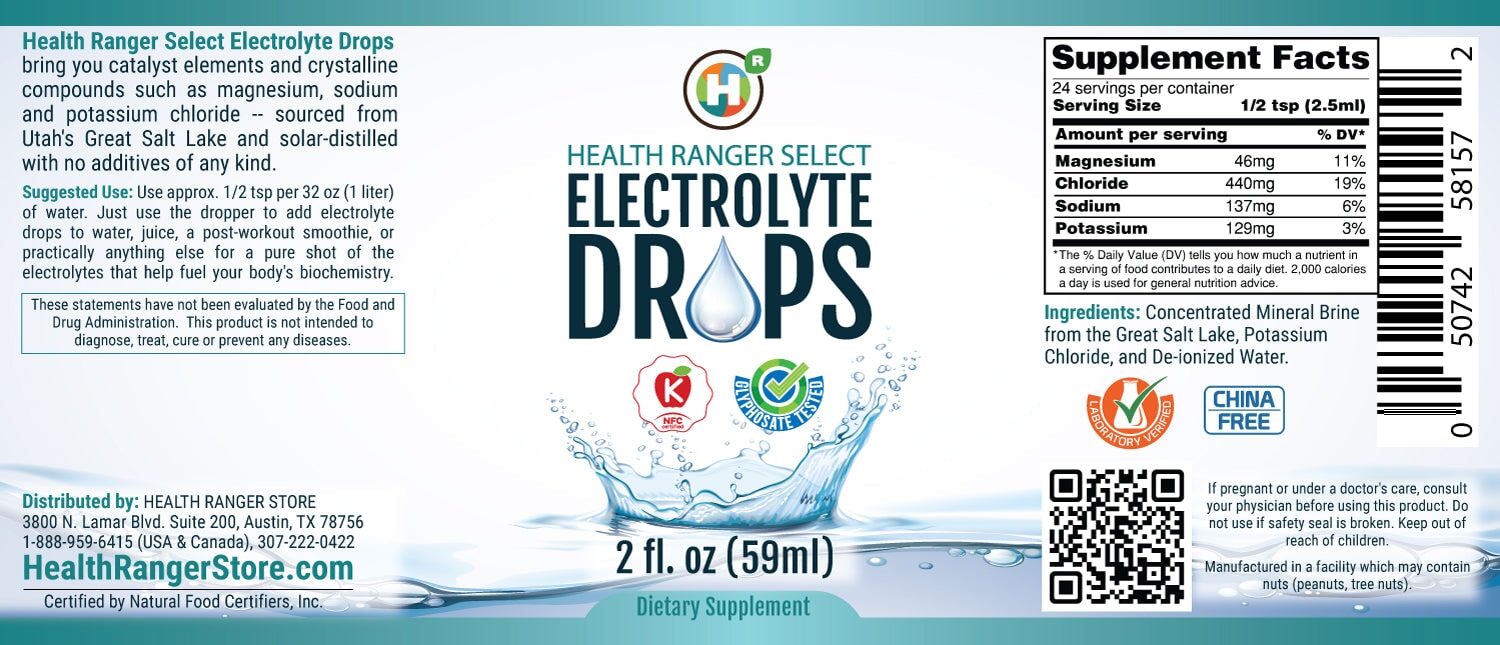 Electrolyte Drops 2 fl oz (59ml) Health Concerns Brighteon Store 