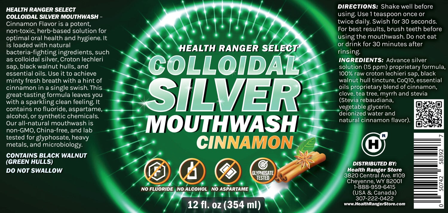 Colloidal Silver Cinnamon Mouthwash 12oz (354ml) Personal Care Brighteon Store 