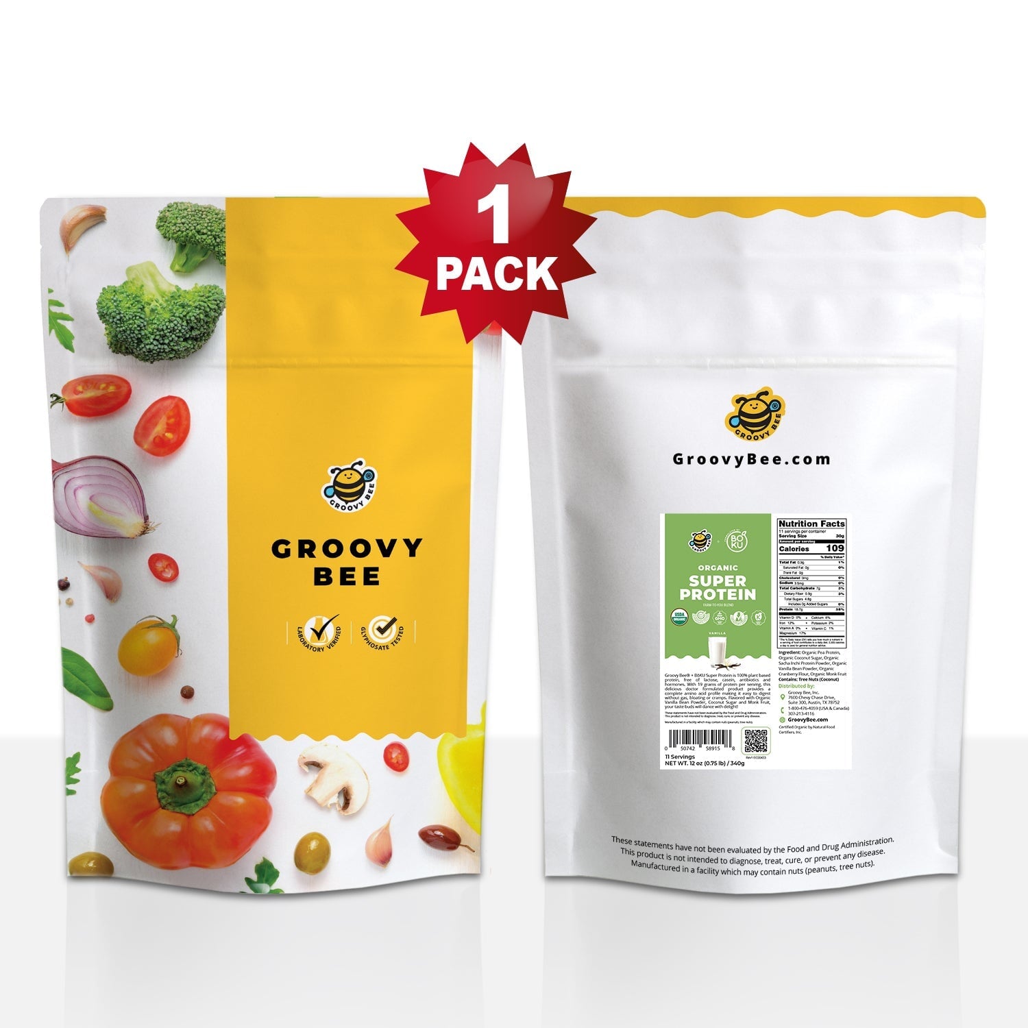 Organic Super Protein - Vanilla 12oz (0.75 lb) / 340 g Protein Powders Brighteon Store