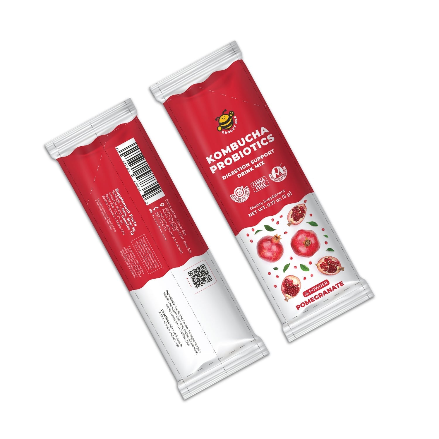 Kombucha Probiotics + Pomegranate Powder (14 counts) 2.5 oz (70g) Probiotics Brighteon Store 