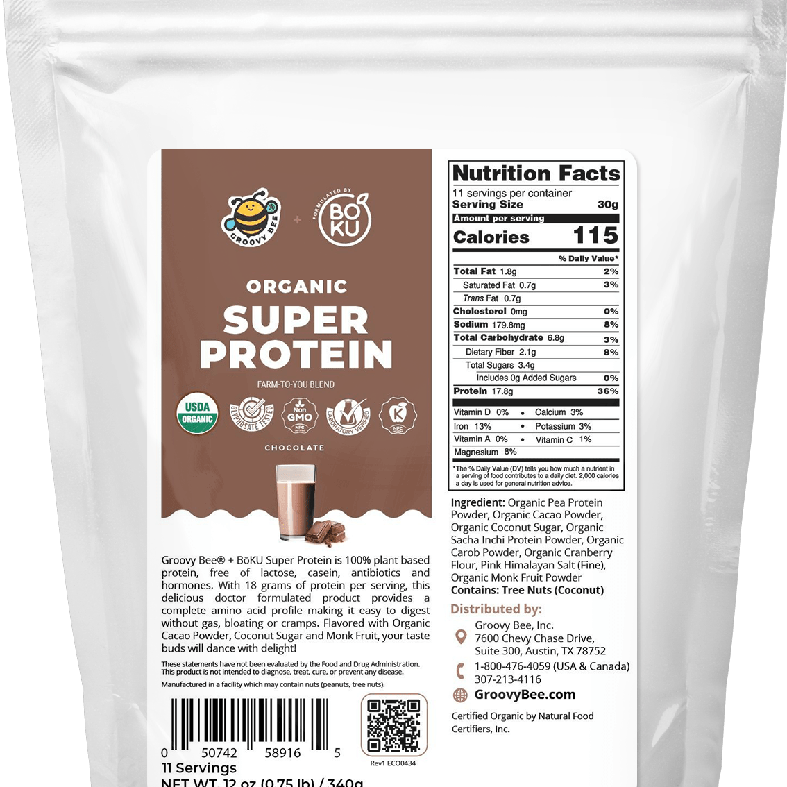 Organic Super Protein - Chocolate 12oz (0.75 lb) / 340 g Protein Powders Brighteon Store