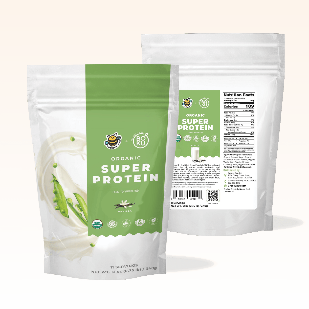 Organic Super Protein - Vanilla 12oz (0.75 lb) / 340 g Protein Powders Brighteon Store