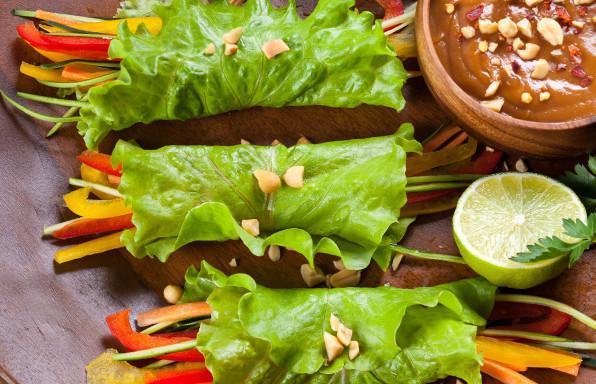 Lettuce Wraps With Peanut Dipping Sauce