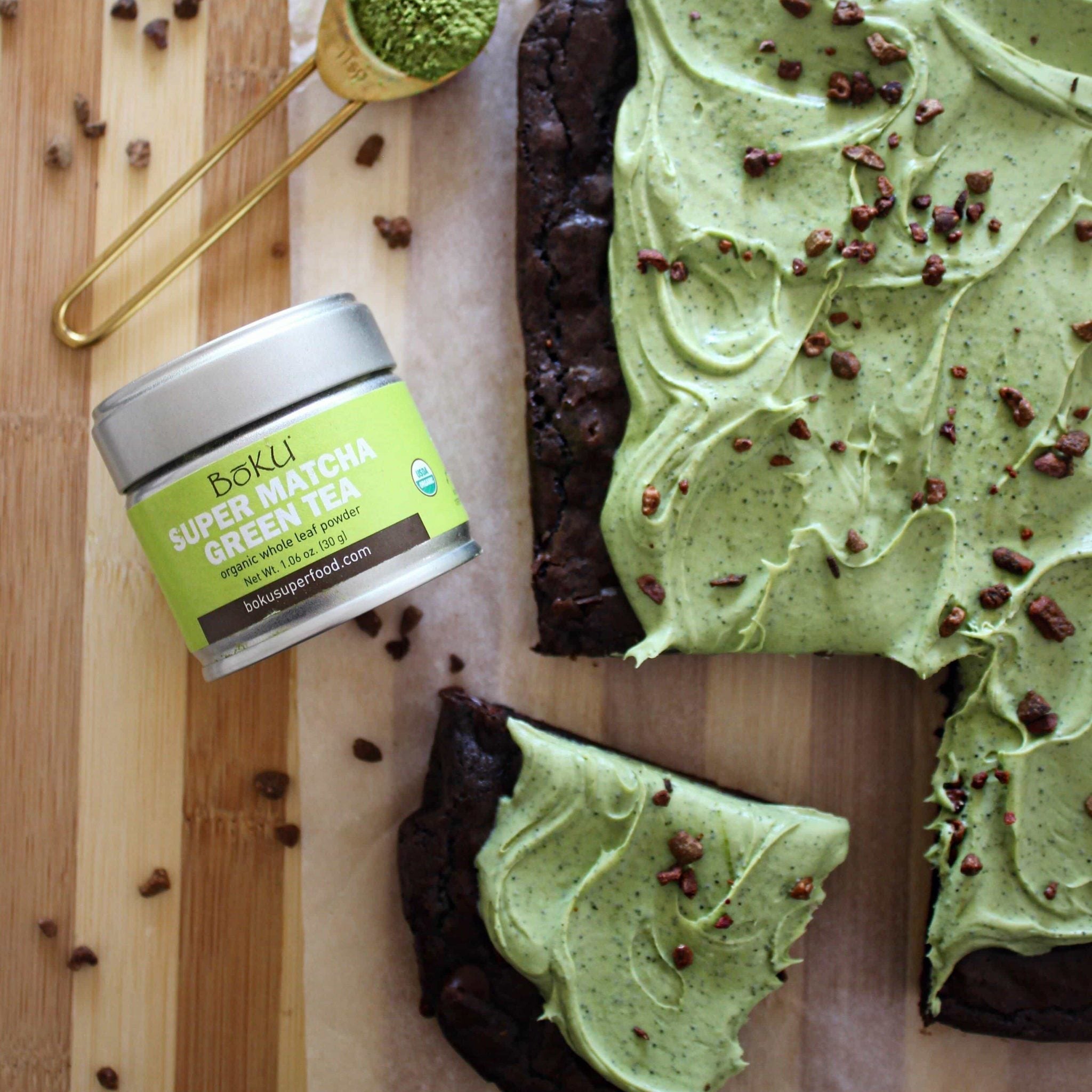 Cacao Protein Brownies with Matcha Frosting