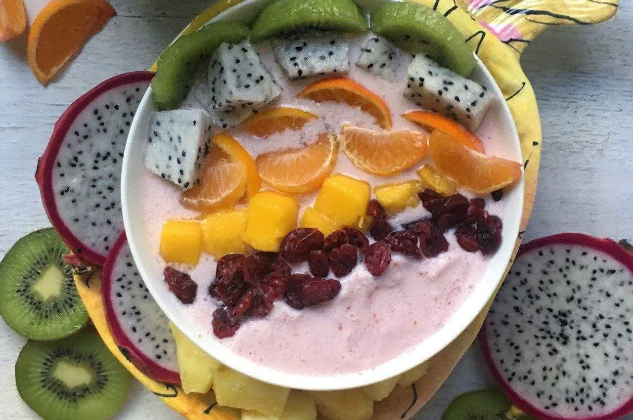 Strawberry Banana Bowl with Tropical Fruit