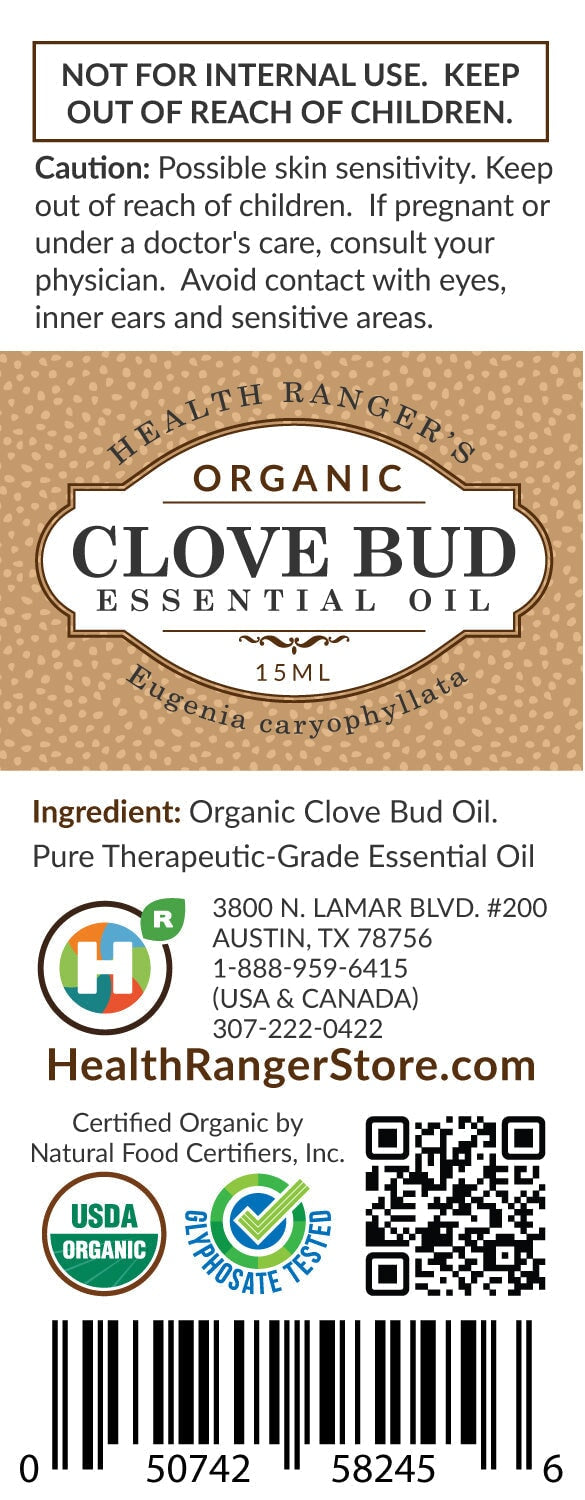 Organic Clove Bud Essential Oil 0.5oz (15ml) New Arrivals Brighteon Store 