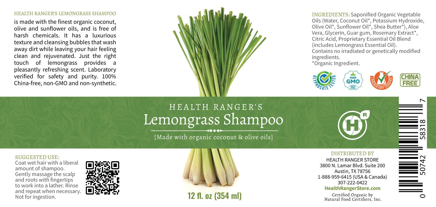 Health Ranger's Lemongrass Shampoo 12oz Health Ranger's Brighteon Store 