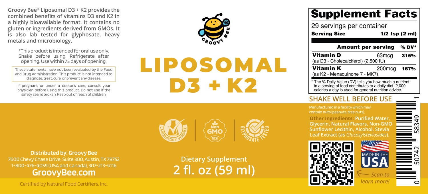 Liposomal Vitamin D3 + K2 2 fl. oz (59 ml) Supplements Brighteon Store 