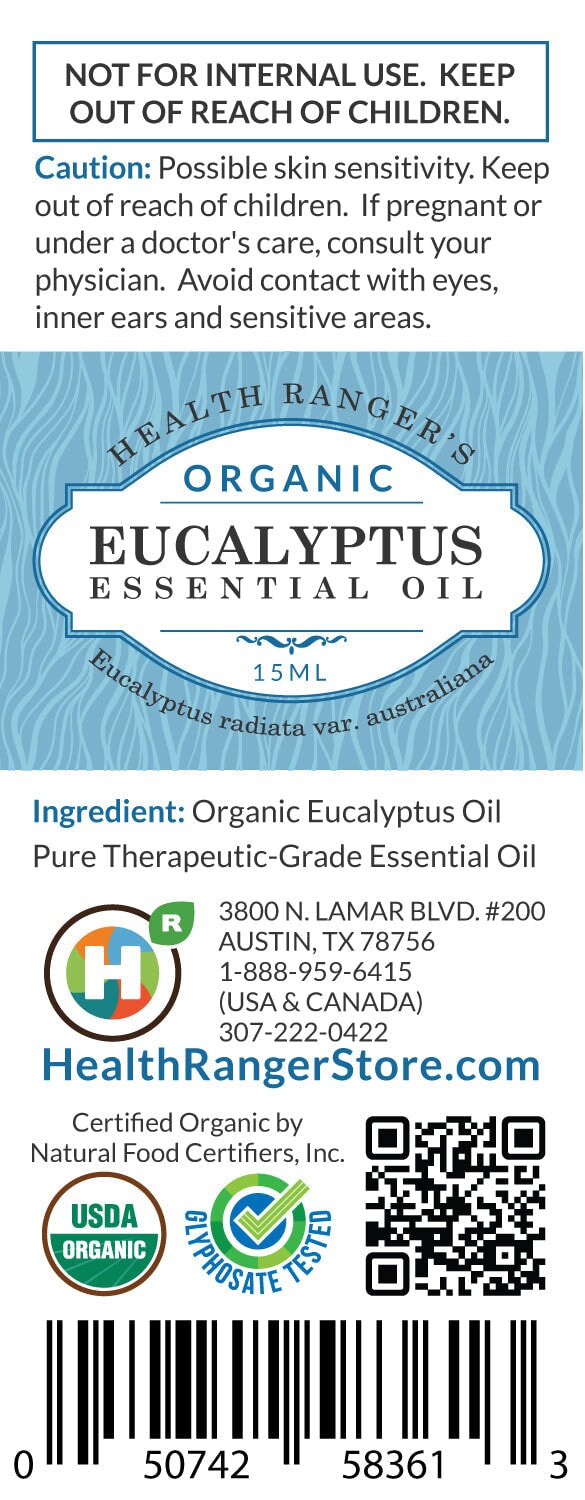 Organic Eucalyptus Essential Oil 0.5oz (15ml) Essential Oils Brighteon Store 