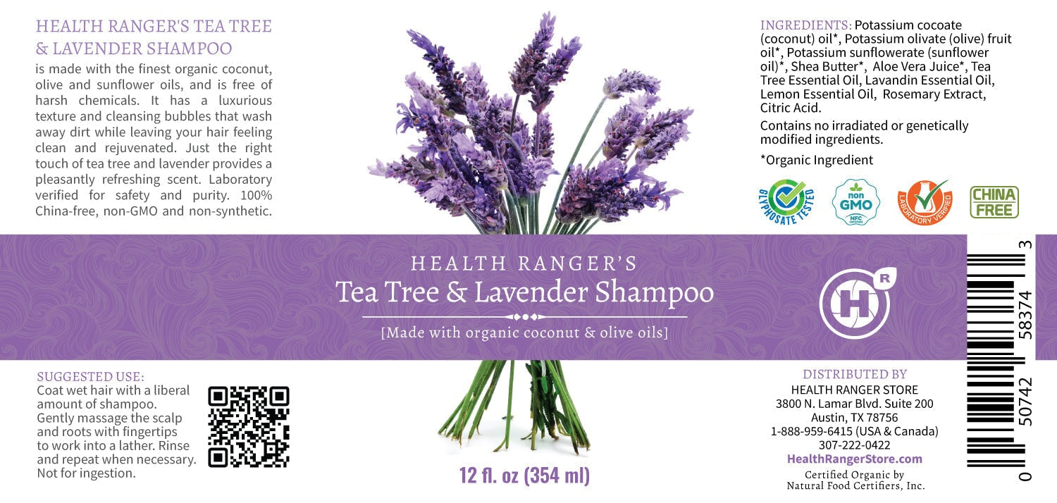 Health Ranger's Tea Tree and Lavender Shampoo 12 oz Personal Care Brighteon Store 