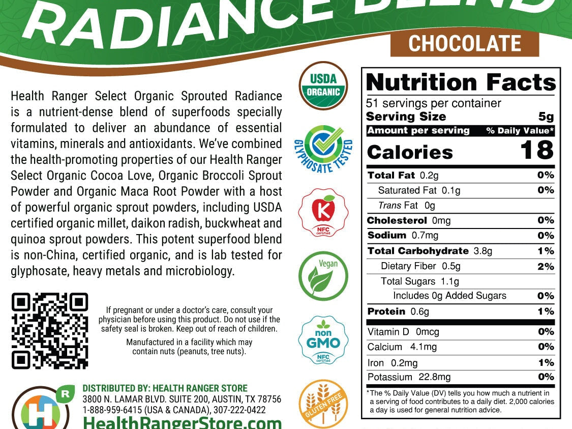 Health Ranger Select Organic Sprouted Radiance Blend (Chocolate) 9oz (255g) New Arrivals Brighteon Store 