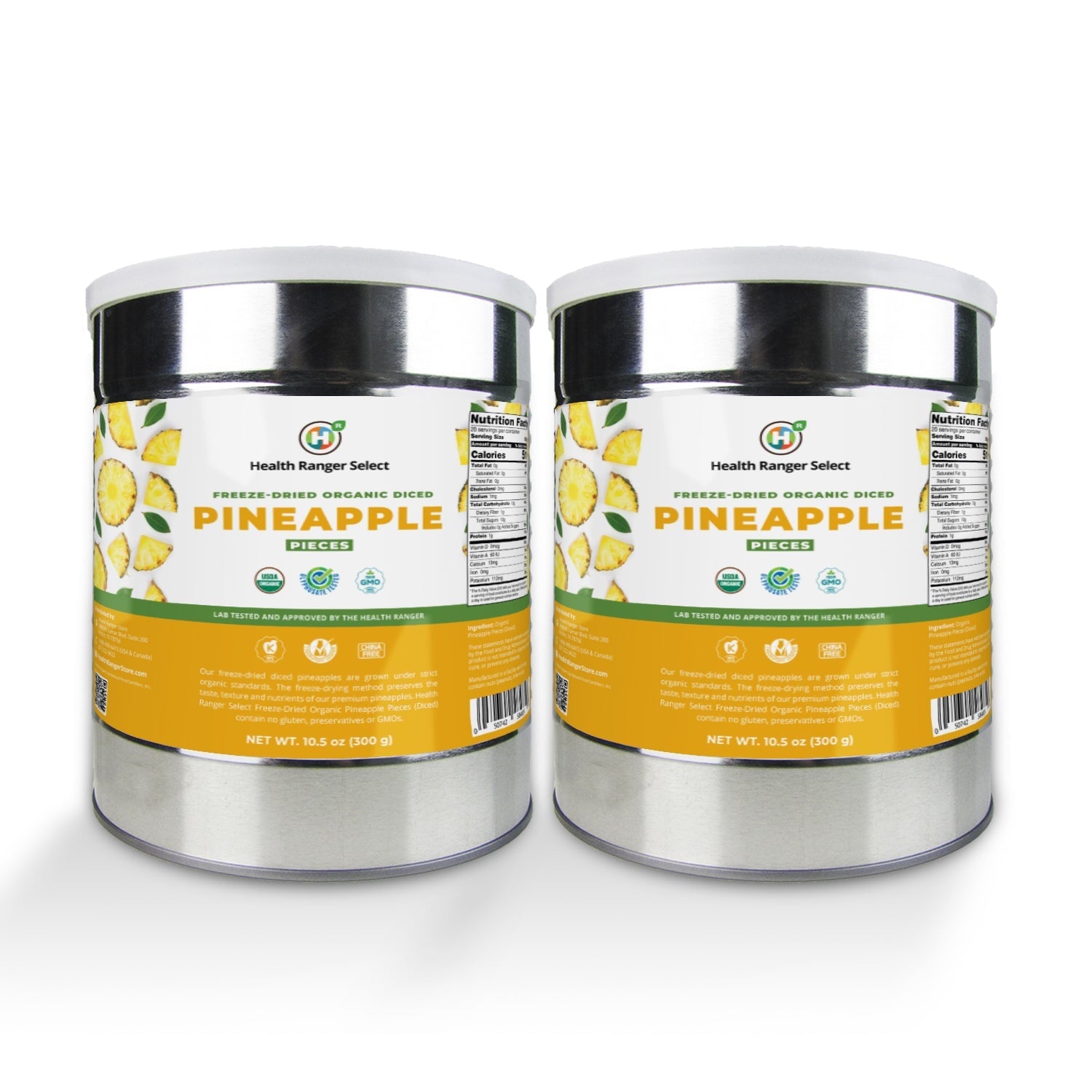 Organic Freeze Dried Pineapple 10.5oz (300g) #10 can (2-Pack) Freeze Dried Organics Brighteon Store 