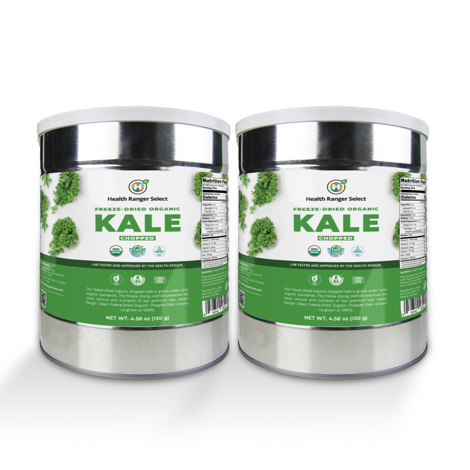 Freeze-Dried Organic Chopped Kale 4.58 oz (130g) (10# CAN) (2-Pack) Freeze Dried Organics Brighteon Store 