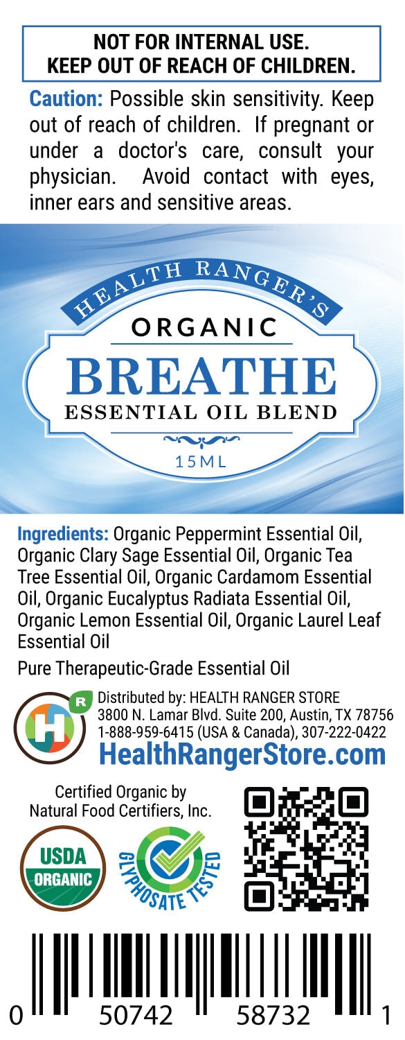 Organic Breathe Essential Oil Blend 15ml Essential Oils Brighteon Store 