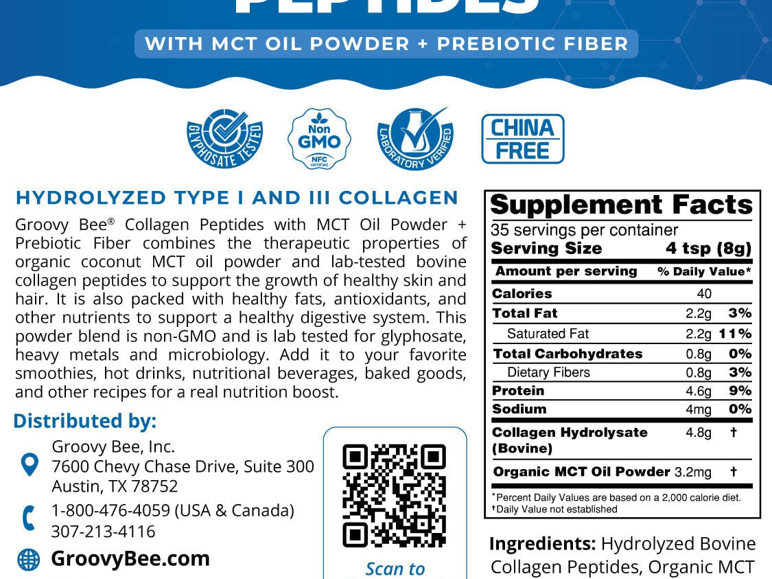 Collagen Peptides + MCT Oil Powder + Prebiotic Fiber - Unflavored 10 oz (283g) Supplements Brighteon Store 