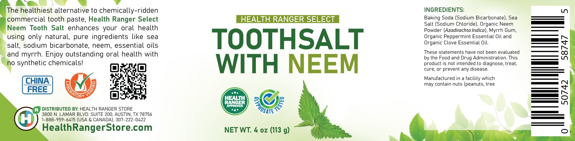 Health Ranger Select Toothsalt with Neem 4 oz (113g) Brighteon Store 