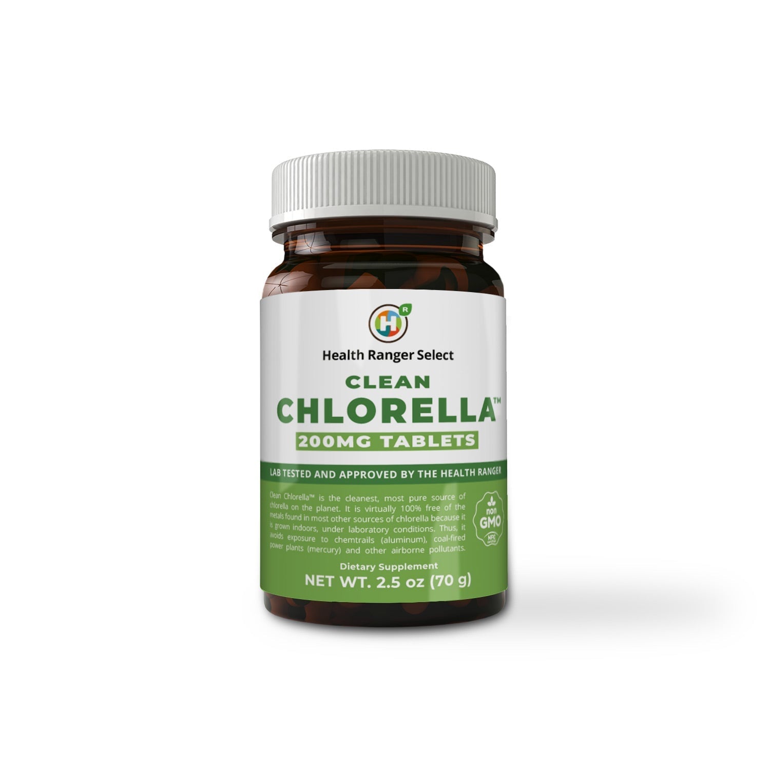 Clean Chlorella 200mg Tablets 2.5 oz (70 g) Chlorella Brighteon Store 