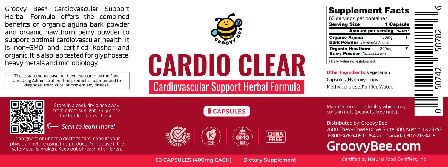 Cardio Clear - Cardiovascular Support Herbal Formula 60 caps (400mg) Supplements Brighteon Store 