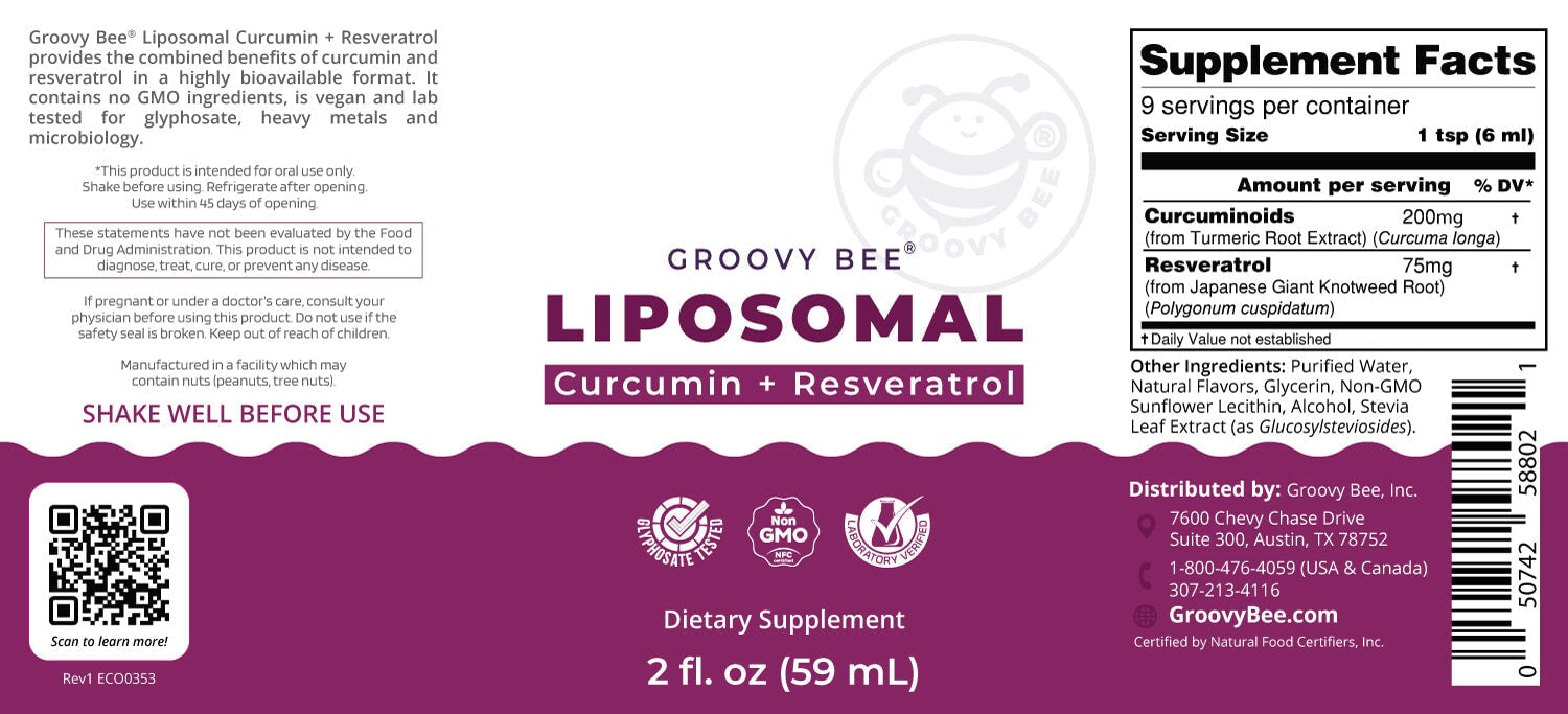 Liposomal Curcumin + Resveratrol 2fl. oz (59ml) Supplements Brighteon Store 