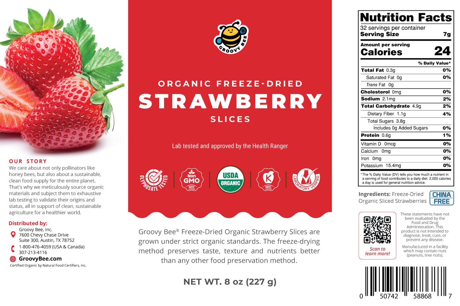 Groovy Bee® Organic Freeze-Dried Strawberry Slices (8 oz, 227g) #10 Can (2-Pack) Freeze Dried Organics Brighteon Store 