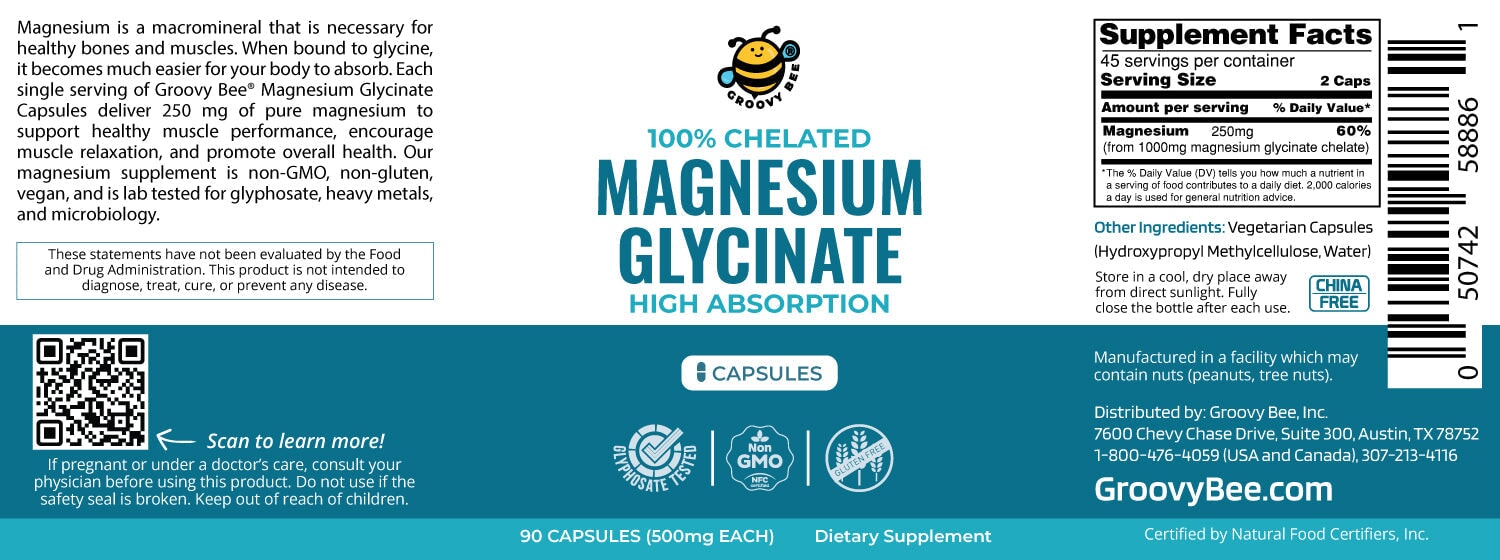 Magnesium Glycinate High Absorption 500mg 90 Caps Supplements Brighteon Store 
