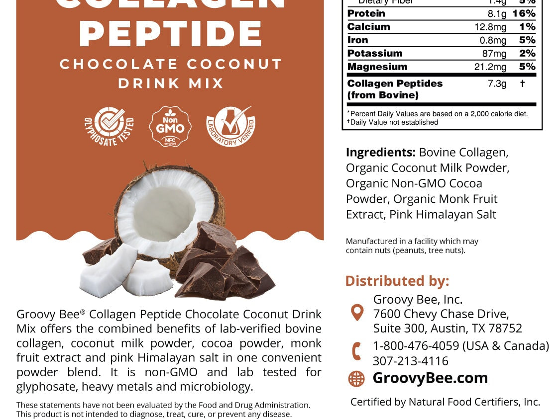Collagen Peptide Chocolate Coconut Drink Mix 8oz (227g) Collagen Brighteon Store 