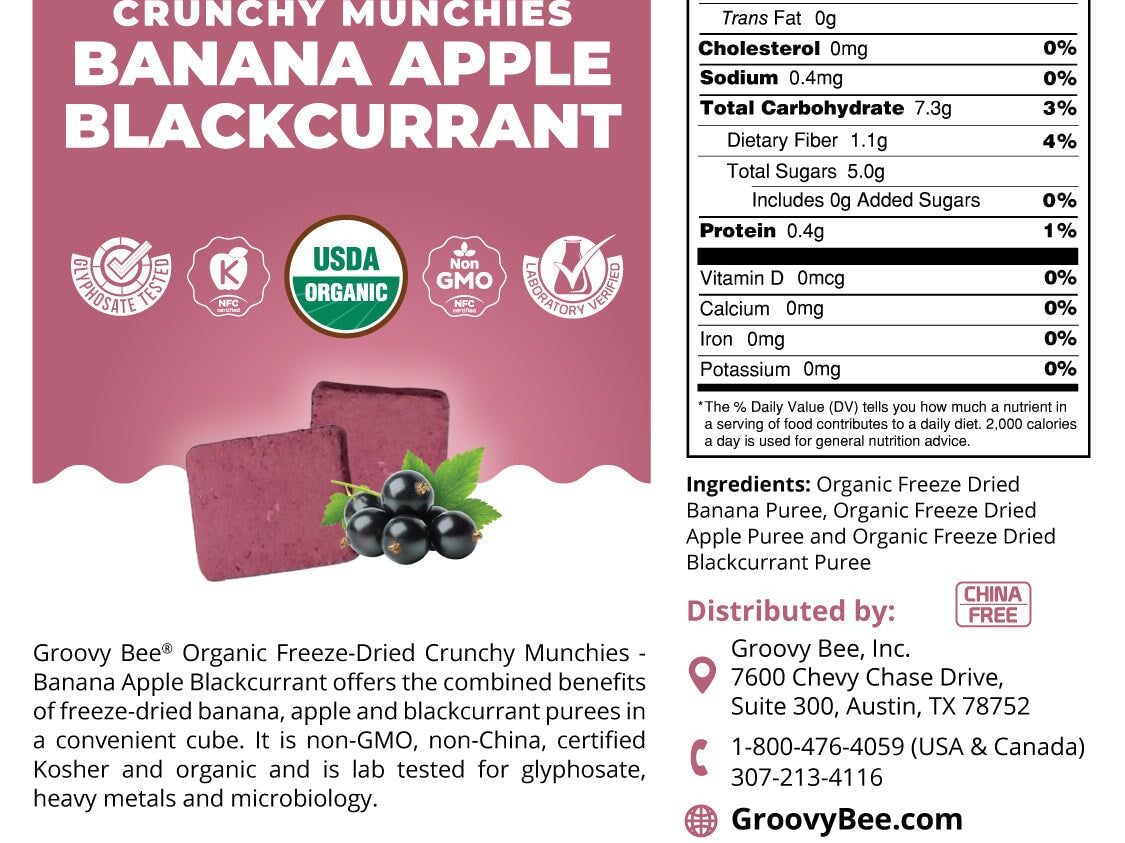 Organic Freeze-Dried Crunchy Munchies Banana Apple Blackcurrant 2 oz (57g) Snacks Brighteon Store 