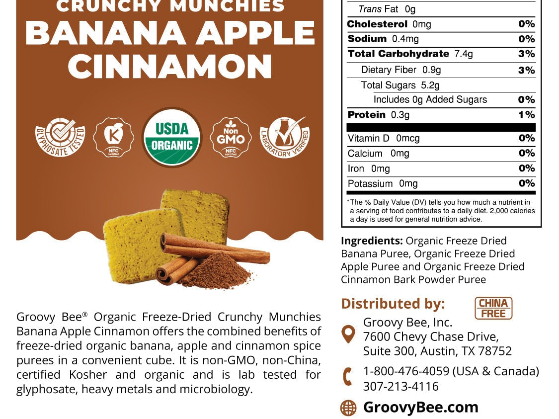 Organic Freeze-Dried Crunchy Munchies Banana Apple Cinnamon 2oz (57g) Snacks Brighteon Store 