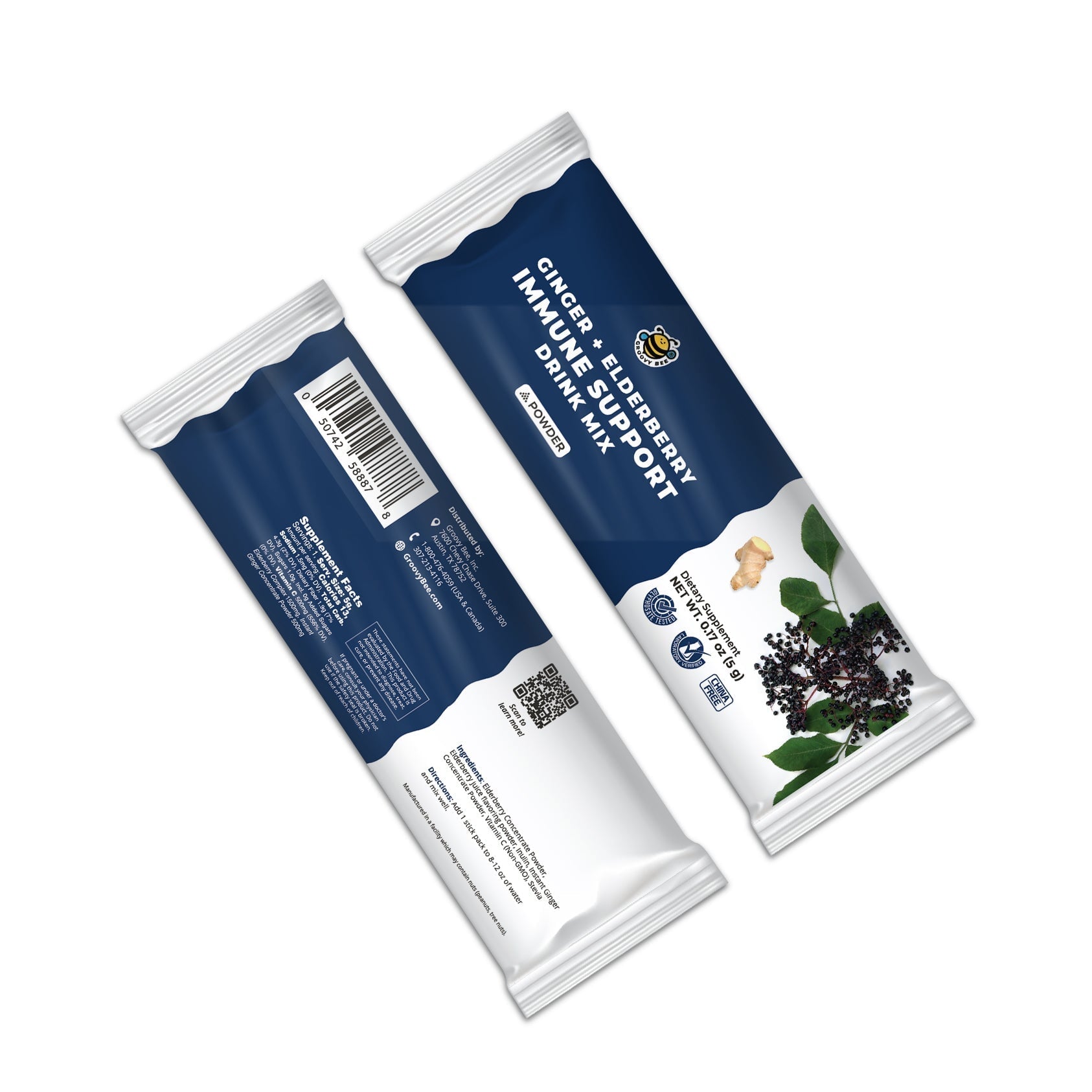 Ginger Immune Support with Elderberry (14 Packs) 0.17 oz (5 g) Immune Support Brighteon Store 