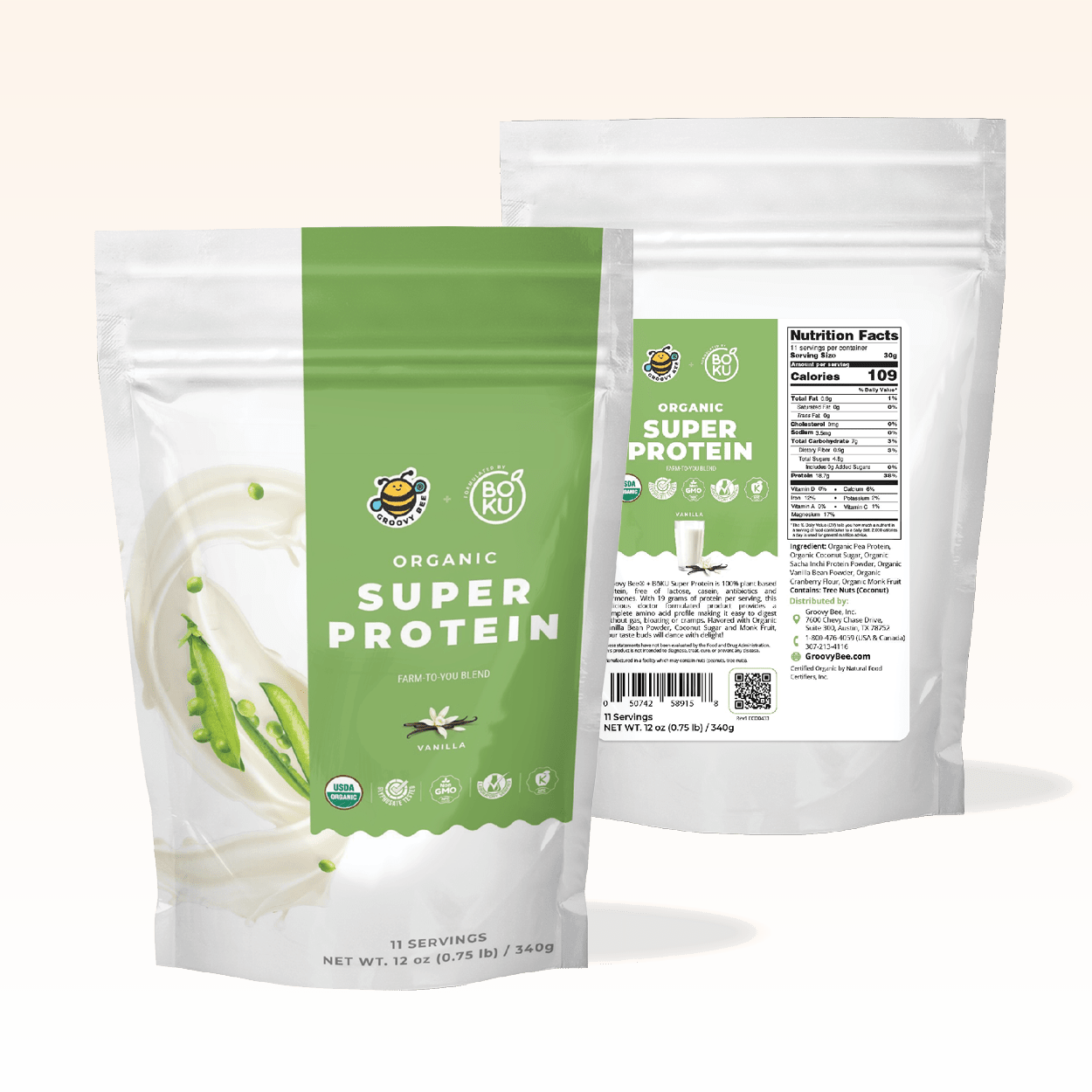 Organic Super Protein - Vanilla 12oz (0.75 lb) / 340 g Protein Powders Brighteon Store 