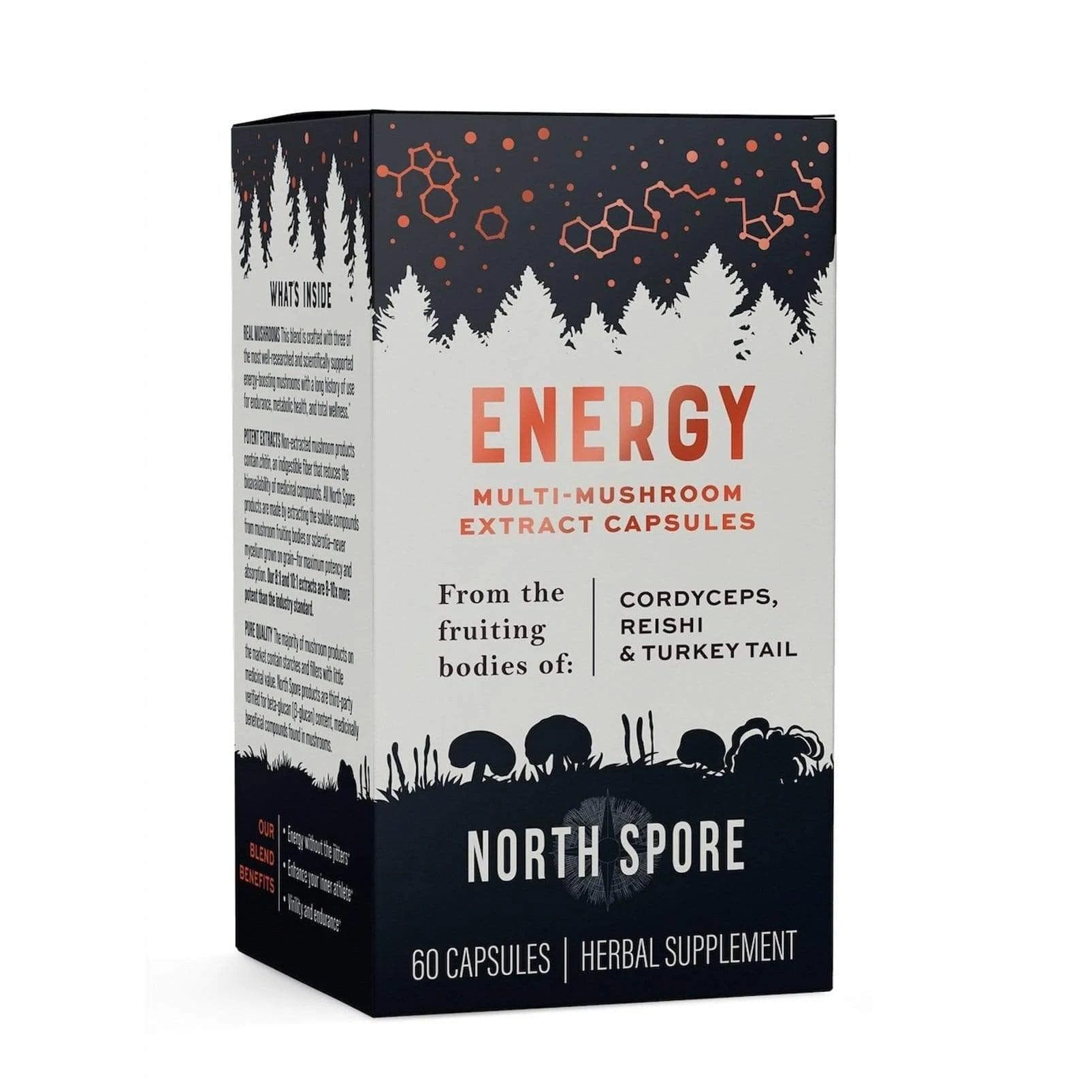 Organic ‘Energy’ Multi-Mushroom Capsules Wellness Supplements North Spore 